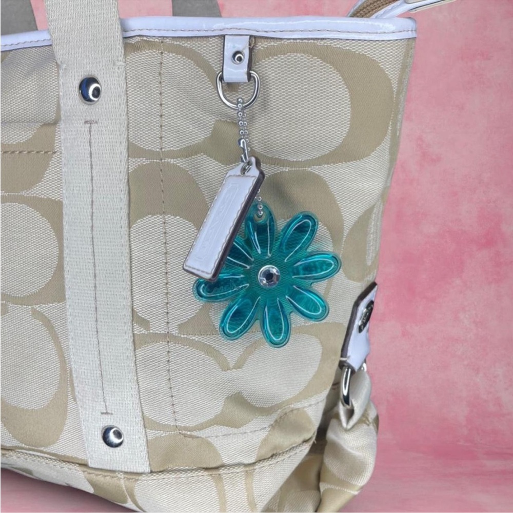 Coach Vintage 2000s Kyra Daisy Signature Tote/ Crossbody- Tan/ White - Picture 2 of 8
